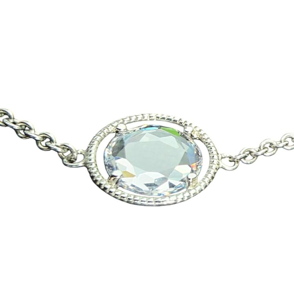 New Tocara Sterling Silver Necklace DiAmi Crystal Bezel Station 42" Long Bianca - Picture 4 of 12